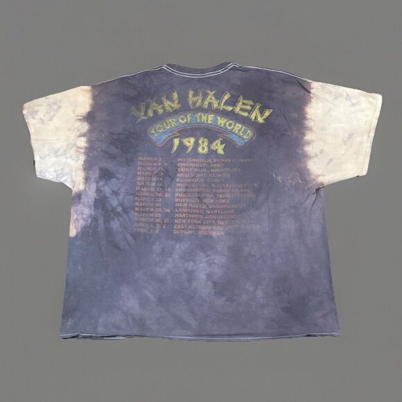 1984 Van Halen Grunge T Shirt Tour of The World Concert 80s Customized Band O/S - Picture 2 of 11